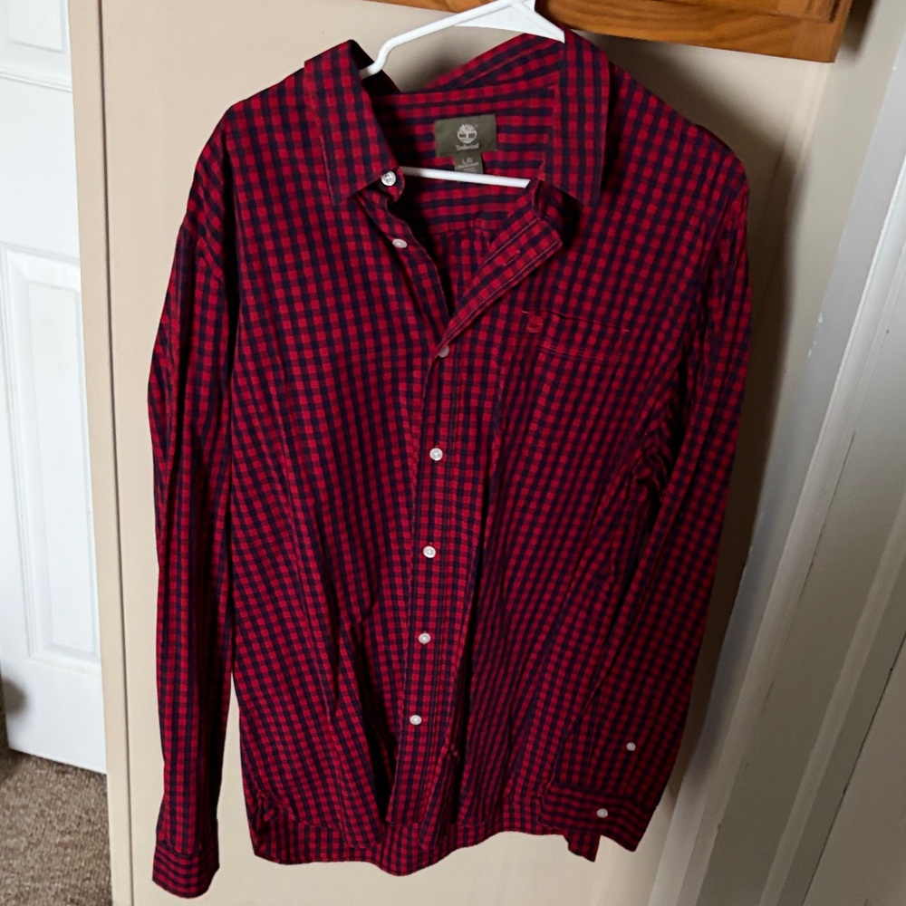 Timberland Red and Black Plaid Men's Shirt